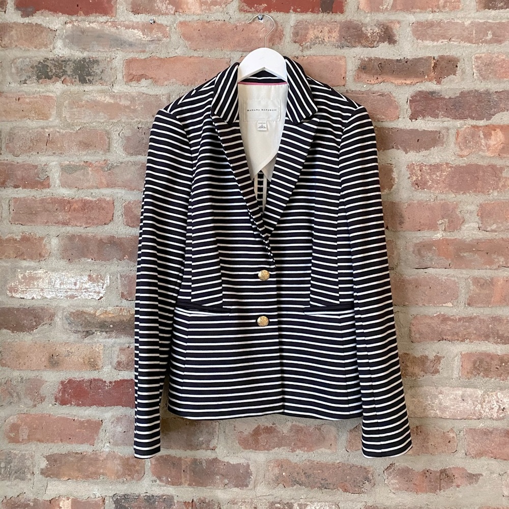Navy Stripe Knit Blazer